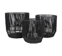 Romimex Set de Pots de Fleurs Noir Corde (3 pièces)