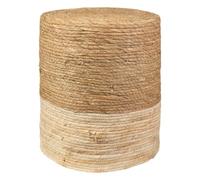 Romimex Tabouret Blanc Naturel Fibre Naturelle 33 x 39 x 33 cm