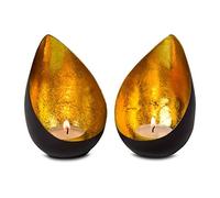 ROMINOX Coffret Cadeau - Lot de 2 Bougies Chauffe-Plat avec Doublure en Feuille d'or - pour Noël, Barbecue, Saint-Valentin, fête des mères - Dimensions : Environ 7,9 x 7,5 x 11 cm