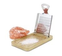 ROMINOX Râpe à épices - Arôme - Râpe exclusive en acier inoxydable avec support en chêne - Plateau intégré - Idéal pour râper les pierres de sel, le gingembre, le curcuma, l'ail, env. 12,5 x 8 x 2 cm