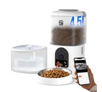 Romiromi 2en1 - Distributeur automatique de nourriture pour chat 4,5 L avec caméra et fontaine à eau 2,5 L, WiFi 5G 1K FHD vidéo avec minuteur et contrôle par application, distributeur intelligent de