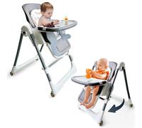 Romiromi Chaise Haute Bébé,5 en 1 Pliable chaise haute bébé evolutive,Repas, Avec Plateau,Repose-pieds,Gris,7.5kg