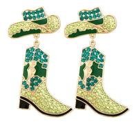 ROMISBABA 1 paire Boucles Oreilles Bottes de Cowgirl Élégantes Boucles Pendantes pour Femmes Accessoires Western et Disco Vert