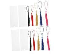 ROMISBABA 10 ensembles Set de Marque Pages Acrylique Transparent DIY avec Étiquettes à Pompons Design Macramé pour Personnalisation et Lecture Organisée