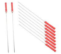 ROMISBABA 10 pièces Brochettes Acier Inoxydable avec Poignée Rouge Brochettes Professionnelles Multifonctions pour Barbecue Portable Rotation Complète pour Cuisson Uniforme Adaptées à