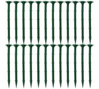 ROMISBABA 100pcs Piquets de Sol en Plastique Verts pour Jardin, Tuteurs Pratiques pour Fixation de Toile Anti-Mauvaises Herbes et Filet D'ombrage en Extérieur