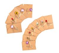 ROMISBABA 12 pièces Lot Cartes de Vœux Kraft Vintage avec Fleurs Séchées Enveloppes Incluses pour Remerciements Invitations et Occasions Spéciales