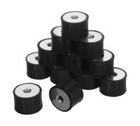 ROMISBABA 12pcs Coussinets Anti-vibrations en Caoutchouc Noir pour Générateur et Compresseur D'air, Design Double Filetage Cylindrique, de Bruit pour Industries