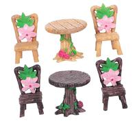 ROMISBABA 2 Ensembles Miniature Table and Chair Resin Craft Decor Set Small Resin Landscape Adornments for Desktop Decoration and Model Toys