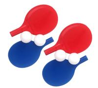 ROMISBABA 2 Ensembles Set de de Pong Plastique pour Garçon Fille Rouge et Bleu avec Balles Jeu Extérieur Débutants et Maternelle Apprentissage et Loisirs Parent Garçon Fille