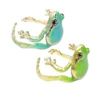 ROMISBABA 2 pièces Bague Réglable Grenouille Verte Anneau Ouvert Fantaisie pour Femmes Design Mignon et Ajustable Accessoires Animaux Amusants pour Couples