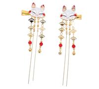 ROMISBABA 2 pièces Barrettes Cheveux Chinoises Vintage Fox Style avec Pompons Brillants Lot de Clips Latéraux Décoratifs Alliage Accessoires Mode Mignons pour Femmes Couleur Aléatoire