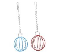 ROMISBABA 2 pièces Boule de Nourriture Suspendue pour Lapins et Petits Animaux Distributeur Fer Lot de Rouge Bleu pour Rangement et Alimentation Facile Cage