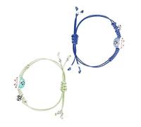 ROMISBABA 2 pièces Bracelet Main Tissé Main Chic Style Simple avec Chat Céramique Bracelet Amical pour et Confidentes Bleu et Bleu