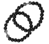 ROMISBABA 2 pièces Bracelets Gym pour Hommes Perles Lot de Bracelets Haltère Alliage Style Résistant et Confortable pour Poignet Accessoires Mode Unisexes