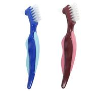 ROMISBABA 2 pièces Brosse à Dentier Double Face Brosse Prothèse Petite et Nettoyage Complet des Fausses Dents Soins Pratiques pour Appareils Dentaires