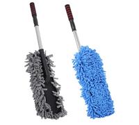 ROMISBABA 2 pièces Brosse Dépoussiérante Voiture avec Manche Brosse Extérieure Douce Antirayures Outil pour Nettoyage Auto et Maison Bleu et Gris