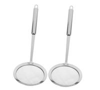 ROMISBABA 2 pièces Cuillère Écumoire Inox avec Manche Ergonomique Passoire Fine Mesh pour Filtrer Graisse Sauce et Mousse pour Friture et Fondue Japonaise