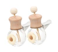 ROMISBABA 2 pièces Diffuseur Huile Essentielle Voiture Flacon Verre Transparent avec Clip Aération Bouchon Bois et Bâtonnets Bouteille Désodorisant Parfum pour Décoration Intérieure