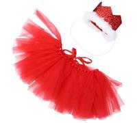 ROMISBABA 2 pièces Jupe Tutu pour Chien Rouge avec Couronne Accessoire Déguisement Chiot Vêtements Animaux pour Fête et Photo