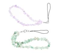 ROMISBABA 2 pièces Lanière Téléphone Cristal Naturel Cordon Poignet Antichute Accessoire Suspendu Décoratif pour Smartphone Bracelet Téléphone Élégant Vert