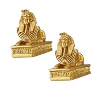 ROMISBABA 2 pièces Lot de Petites Figurines Sphinx Doré Résine Ornement de Bureau et Décoration Intérieure Accessoires Égyptiens pour Enseignement
