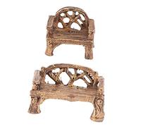 ROMISBABA 2 pièces Miniature Résine Décorative Ornements Jardin Champêtre Mini Table et Chaise pour Aménagement Paysager Extérieur et Intérieur Accessoires Micro Paysage Décoration de