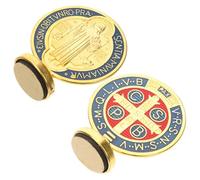 ROMISBABA 2 pièces Ornement Saint Benoît Alliage Coloré Décoration de Noël Unique Double Face pour Bureau et Maison Symbole Religieux Élégant