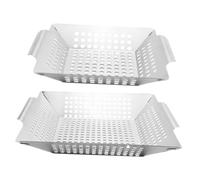 ROMISBABA 2 pièces Panier de Barbecue Acier Inoxydable et Multifonction pour Griller Légumes et Poissons et Facile à Utiliser pour et Plein Air