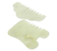 ROMISBABA 2 pièces Peigne Gua Sha Jade Naturel Massage et Visage Outil Sculptant Relaxant pour Soins Peau et Cheveux Portable et