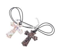 ROMISBABA 2 Pièces Pendentifs Croix Verre Faits Main Pendentifs Forme de Croix Breloques Chics pour Bijoux Diy Ornements Religieux Chrétiens Accessoires Uniques Verre Noir et Blanc