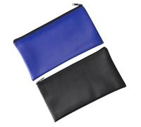 ROMISBABA 2 pièces Sacoche de Documents Cuir Étanche Organiseur Portable pour Bureau Banque et Voyage Sac Zippé et Noir et Bleu