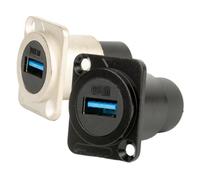 ROMISBABA 2 pièces USB Socket Panel Mount Connecteur Femelle Femelle Rallonge USB Double Ports Stable et pour Equipements Industriels Noir et