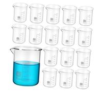 ROMISBABA 20 Pièces Béchers de Laboratoire Verre Gradué Gobelets Transparents Forme Basse pour Mesures Précises Résistant Haute Température Usage Scientifique et Cuisine