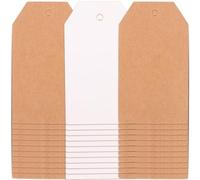 ROMISBABA 200 Étiquettes de Prix Vierges 7x4 Cm en Papier Kraft Blanc et Brun, Double Face Pré-perforées pour Étiquetage Bijouterie, Étiquettes Volantes et Commerciales, Bureau et Retail