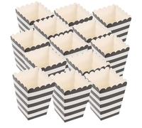 ROMISBABA 24 pièces Boîtes à Popcorn Papier Rayé Noir et Blanc Lot de Boîtes Snack Carton pour Anniversaires et Événements Contenants Antigraisse Multifonctions pour Bonbons et Collations