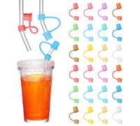 ROMISBABA 24pcs Couvre-pailles en Silicone Réutilisables pour Pailles de 10mm, Couvercles Esthétiques et Étirables, Compatibles Bouteilles de Sport et Verres