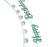 ROMISBABA 2ensemble Guirlande Joyeux Anniversaire Verte Thème Golf Banderole Décorative pour Fête Anniversaire Fanions Balles Drapeaux