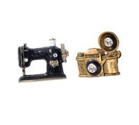 ROMISBABA 2pièces Broche Vintage Épingles Rétro Caméra Tourne-disque Pour Vêtements Sacs Et Accessoires