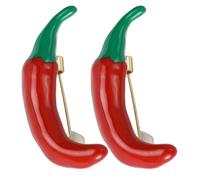 ROMISBABA 2pièces Lot de Épingle Broche Piment Rouge Émail Épinette Broche pour Costume Chapeau Sac à Dos Accessoire Fête