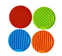 ROMISBABA 2pièces Tapis De Nourriture pour Animaux Silicone Set De Bleu Orange Tapis Antidérapant pour Ralentir Alimentation Chiens Et Chiots Accessoire Pratique Et Facile à Nettoyer