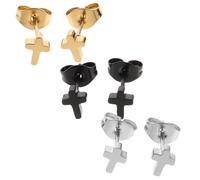 ROMISBABA 3 Paires Boucles Oreilles Minimalistes Titane Croix Unisexe Clous Cartilage Femme Homme Bijoux Discrets Petits Studs Mode