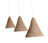 ROMISBABA 3 Pièces Abat-jour Suspendu Boho Corde de Coton et Lin Naturel Lampe Macramé Tissée Main pour Chambre et Salon Éclairage Doux et Installation Facile