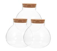 ROMISBABA 3 pièces Bouteille Verre Hermétique avec Bouchon Liège Pot Écologie Sphérique pour Terrarium Bouteille Décoration Bureau pour Plantes Grasses et Mousse Serre Intérieur Compacte