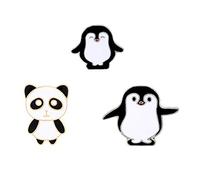 ROMISBABA 3 pièces Broche Créative Panda et Manchot Lot de Épingle Costume Originale Noire et Blanche Décoration Accessoires pour Fêtes et Cadeaux Petits pour Couple