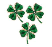 ROMISBABA 3 pièces Broches Émail Quatre de Épingles Shamrock pour Accessoires de Mode pour Jour Saint Patrick et Autres Occasions Festives