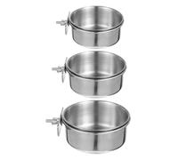 ROMISBABA 3 Pièces Dalimentation Suspendus pour Cage Doiseaux avec Support à Pince Eau et Nourriture Acier Inoxydable Résistants pour Perroquets Perruches et Calopsittes Morsure Faciles à