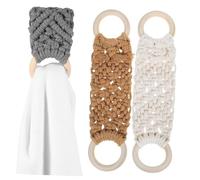 ROMISBABA 3 Pièces Lot de Anneaux Porte Serviettes Tissés Main Coton et Supports Doux et pour Cuisine et Salle de Bain Style pour Torchons et Petits Articles