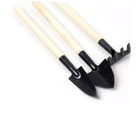 ROMISBABA 3 pièces Mini Outils de Jardinage avec Manche Pelle Râteau et Bêche Compacts pour Plantation Intérieur et Extérieur et Durables Noir