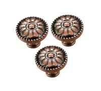 ROMISBABA 3 Pièces Poignée de Meuble Alliage Bouton Rond Champignon Style Européen Poignée Tiroir pour Armoire Naturel Design Rétro pour Cuisine et Chambre Ancien Rouge